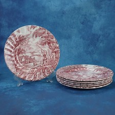 Vintage Myott Kuchenteller Set von 6 · The Hunter Porzellan England ·