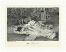 Gescheitert A. Schwarz Tod Bärenfell Läufer Stuhl Liebe Tier Holzstich A 2333