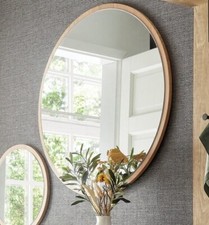 Wandspiegel Flurspiegel Dielenspiegel Badspiegel Ø 40 cm eichefarben