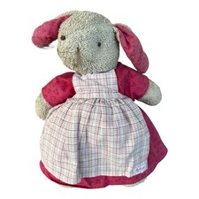 Sigikid Hase Stofftier Rosa Kleid kariert 41 cm Kuscheltier Plüsch VINTAGE RAR