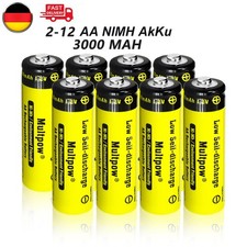 2-12x Akku 3000mAh AA 1,2V NiMH Batterien Ersatz Wiederaufladbar Hohe Kapazität