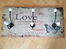 Wandgarderobe Vintageoptik "Love" mit 6 Haken
