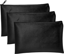 3x Banktaschen Kunstleder 25x16cm Geldtasche A5 Dokumente Geldmappe Schwarz