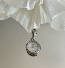 Wunderschöne kleine Regent Umhänge/Kettenuhr Perlmutzifferbl.Und Schmucksteinen