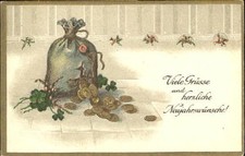 Neujahr Geldsack Kleeblatt Feldpost x 1916