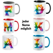 Tasse Buchstabe mit Name Personalisiert Kaffee Farben Geschenk-idee Watercolor
