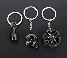 Turbo Kolben Felge Schlüsselanhänger Set SchwarzAuto Tuning Motorsport Geschenk