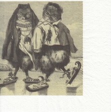 1 Cocktail Papier Serviette Napkin (P140 ) Nostalgie Eulen auf Schlittschuhen