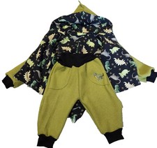 Wollwalkanzug Wendejacke + Hose Dino  Drachenjacke Zipfeljacke Kinder Handmad
