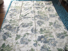 Gardinen Landhausstil Halbleinen Beige-blau mit Rosen, 4Schals, zum Binden