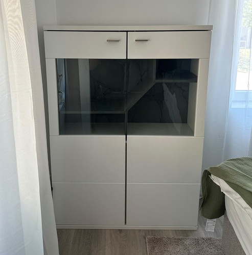 Weiß grau schrank freistehend - weiß/grau,