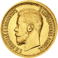Goldmünze 7,5 Goldrubel Nikolaus II. (1897). 