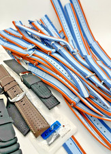 36x Uhrenarmbänder – Racing NATO 19mm blau orange, 2x HIRSCH Premium Konvolut 