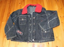 2-in-1, Jacke, Jeansjacke, Fleecejacke, Gr. 116-122, 6-7 Jahre, blau-rot 