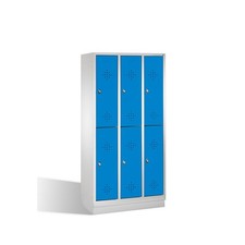 Garderobenschrank, Spind, 3 x 2 Fächer a 300 mm, Sockel, Korpus Lichtgrau