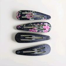 4 Mädchen Haarklammern Jeansblau Rosen Pink