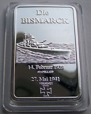 Schlachtschiff Bismarck / WK II. / Marine - BARREN - MEDAILLE - SILBER AUFLAGE 