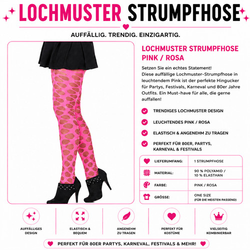 Lochmuster strumpfhose pink - lochmuster,