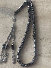 Tesbih Erzurum Oltu Firuze Zumrut Gümüs Islemeli 925 Ayar Silver