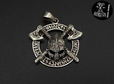 Anhänger Sterlingsilber 925 Wikinger Streitaxt Runen Schmuck Odin Mjolnir NEU