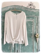 ❤️ NEU! schöne Damen-Bluse Gr. 42 BODYFLIRT wollweiß Crash-Optik Ärmel offen