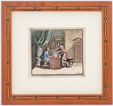 Fabeln de la Fontaine Kupferstich Henrik Cause koloriert Rahmen 1728