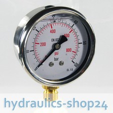 Manometer NG63 Glyzerin gefüllt, 0-60 bar, Hydraulik, Glycerin, Anschluß unten