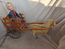 Alter Puppenautomat Pferd mit Wagen