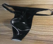 Latex Rubber Thong Tanga Herren Schwarz Größe M NEU