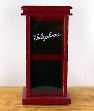 Schöne alte Spardose, Sparbüchse aus Holz als Telefonzelle mit Schlüssel