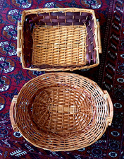 2X GESCHENKKORB PRÄSENTKORB WEIDENKORB RECHTECKIG / OVAL NEUWERTIG!