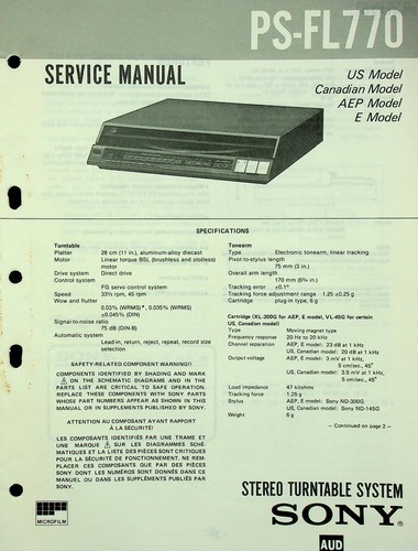 Service manual sony fl770 - service, ps-fl770