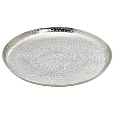 Teller Dekoteller Silber Metall rund Hammerschlag Kerzenteller Schale Ø 33 cm