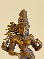 Antike Ardhanarishvara Skulptur zweigeschlechtlich Shiva - Parvati Bronze Indien