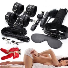 10tlg BDSM Bondage Satz Fesselset SM Peitsche Halsband Handschellen Sexspielzeug