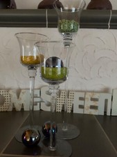 3 Kerzenständer Teelichter Kerzen 3 Höhe Glas festliche Tafel  & BONUS Neuwertig