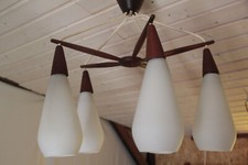 vintage Deckenlampe Kronleuchter Uno & Östen Kristiansson? 60er Schweden Teak