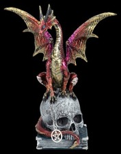 Drachen Figur auf Totenkopf -
