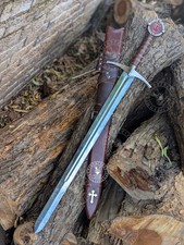 Handgeschmiedete zweischneidige mittelalterliche Replik Langschwert...