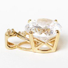 Kleiner Anhänger 14 Karat 585 Gold Gelbgold Kristallstein Ø 8 mm 1,20 g