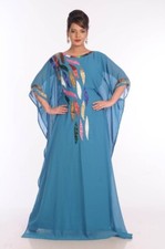 Sky blue georgette embroidered