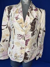 Gerry Weber  100% Leinen Damen Blazer Elegante Jacke Gr. 40 Blumen Muster