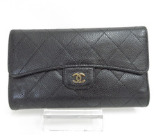 Authentische CHANEL Matelasse Leder dreifach faltbare lange Geldbörse I#47167