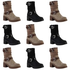Damen Biker Boots Stiefeletten