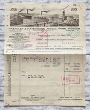 1935 Haendler Natermann Hannover Münden Wintershall Rechnung Briefkopf Fabrik