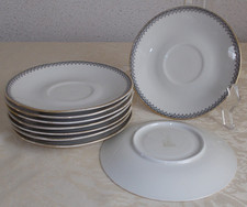 9 Oscar Schaller Untertassen Unterteller 15 cm Elfenbein Porzellan Golddekor