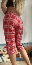 RETRO ROT # 3/4 ITALY KARO PUMP STOFFHOSE HAREMSHOSE # Gr. M # Capri # Schnürung