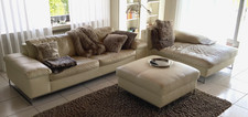 Machalke Leder Sofa (3-Sitzer, Recamiere, Hocker) Creme Monte Christo