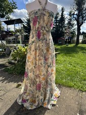 Neuw. H&M Kleid 38 Sommerkleid Blumen Neckholder Maxikleid Gefüttert