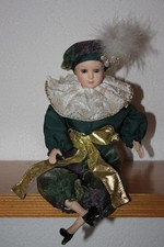 Harlekin Pierrot Porzellan Puppe Deko Clown Puppen Heimdekoration ca 40 cm